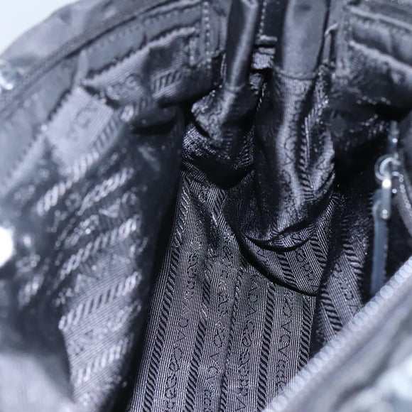 PRADA Hand Bag Nylon 2way Black Silver Auth IN009