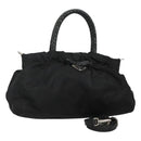 PRADA Hand Bag Nylon 2way Black Silver Auth IN009-1