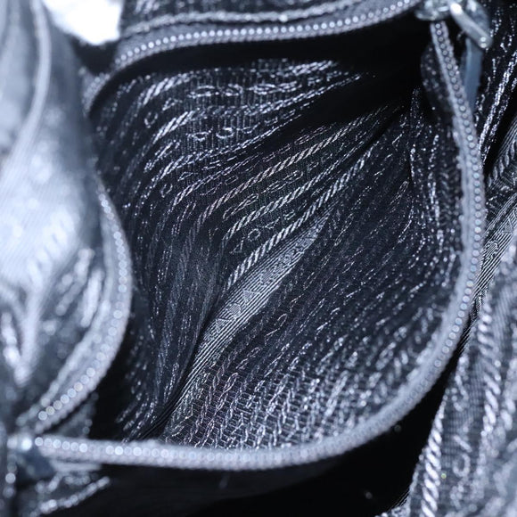 PRADA Hand Bag Nylon 2way Black Silver Auth IN009