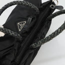 PRADA Hand Bag Nylon 2way Black Silver Auth IN009-6