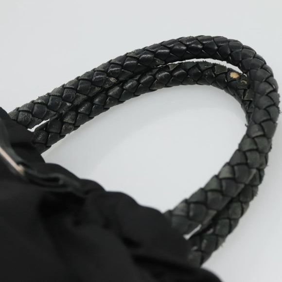 PRADA Hand Bag Nylon 2way Black Silver Auth IN009