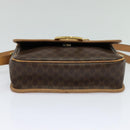 CELINE Macadam Canvas Circle Shoulder Bag PVC Leather Brown Gold Auth IN010-5