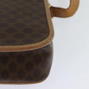 CELINE Macadam Canvas Circle Shoulder Bag PVC Leather Brown Gold Auth IN010-9