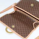 CELINE Macadam Canvas Circle Shoulder Bag PVC Leather Brown Gold Auth IN010-19