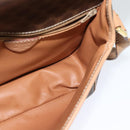 CELINE Macadam Canvas Circle Shoulder Bag PVC Leather Brown Gold Auth IN010-20