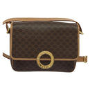 CELINE Macadam Canvas Circle Shoulder Bag PVC Leather Brown Gold Auth IN010-13