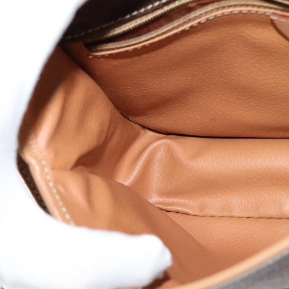 CELINE Macadam Canvas Circle Shoulder Bag PVC Leather Brown Gold Auth IN010