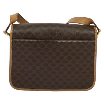 CELINE Macadam Canvas Circle Shoulder Bag PVC Leather Brown Gold Auth IN010 - 0