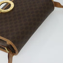 CELINE Macadam Canvas Circle Shoulder Bag PVC Leather Brown Gold Auth IN010-6