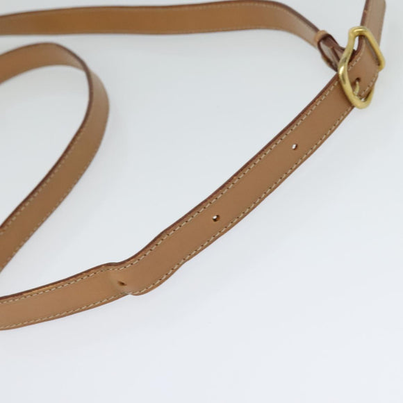 CELINE Macadam Canvas Circle Shoulder Bag PVC Leather Brown Gold Auth IN010