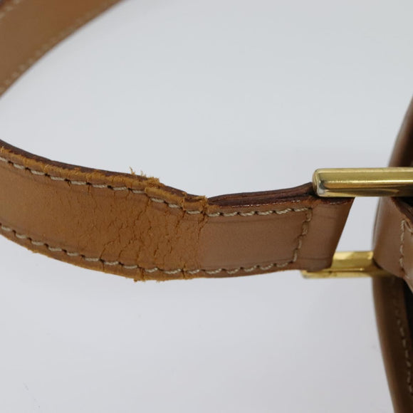 CELINE Macadam Canvas Circle Shoulder Bag PVC Leather Brown Gold Auth IN010