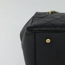CHANEL Chain Hand Bag Caviar Skin Black Gold CC Auth IN015V-15