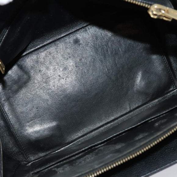 CHANEL Chain Hand Bag Caviar Skin Black Gold CC Auth IN015V