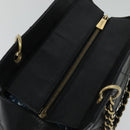 CHANEL Chain Hand Bag Caviar Skin Black Gold CC Auth IN015V-6