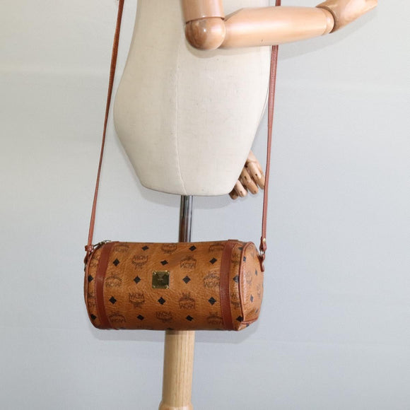 MCM Vicetos Logogram Shoulder Bag PVC Leather Brown Auth IN019