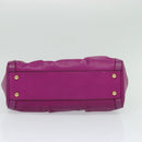 Salvatore Ferragamo Gancini Hand Bag Leather 2way Purple Gold Auth IN020-5