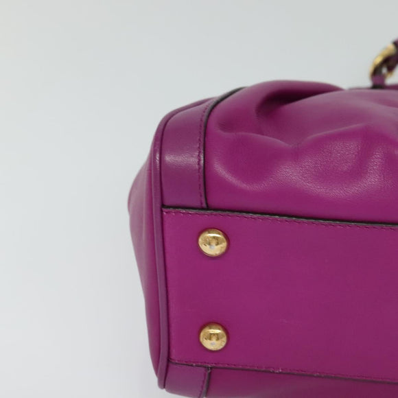 Salvatore Ferragamo Gancini Hand Bag Leather 2way Purple Gold Auth IN020