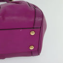 Salvatore Ferragamo Gancini Hand Bag Leather 2way Purple Gold Auth IN020-15