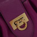 Salvatore Ferragamo Gancini Hand Bag Leather 2way Purple Gold Auth IN020-10