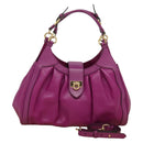 Salvatore Ferragamo Gancini Hand Bag Leather 2way Purple Gold Auth IN020-1