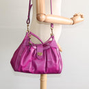 Salvatore Ferragamo Gancini Hand Bag Leather 2way Purple Gold Auth IN020-23