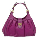 Salvatore Ferragamo Gancini Hand Bag Leather 2way Purple Gold Auth IN020-14