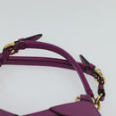 Salvatore Ferragamo Gancini Hand Bag Leather 2way Purple Gold Auth IN020-8