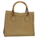 GUCCI Bamboo Hand Bag Leather Beige Gold 002 1186 0260 Auth IN023-1