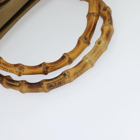 GUCCI Bamboo Hand Bag Leather Beige Gold 002 1186 0260 Auth IN023