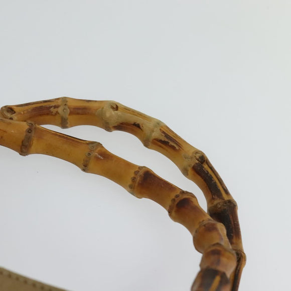 GUCCI Bamboo Hand Bag Leather Beige Gold 002 1186 0260 Auth IN023