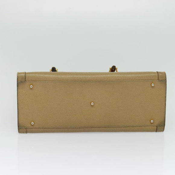 GUCCI Bamboo Hand Bag Leather Beige Gold 002 1186 0260 Auth IN023