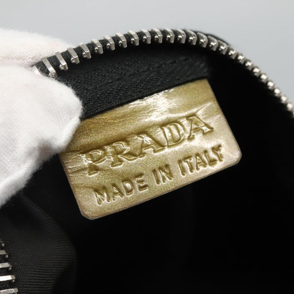 PRADA Hand Bag Nylon Black Silver Auth IN024