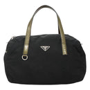 PRADA Hand Bag Nylon Black Silver Auth IN024-13