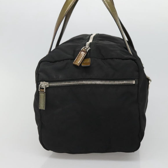 PRADA Hand Bag Nylon Black Silver Auth IN024