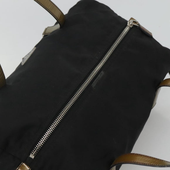 PRADA Hand Bag Nylon Black Silver Auth IN024