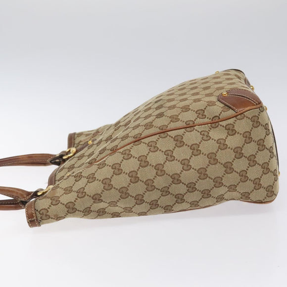 GUCCI GG Canvas Tote Bag Beige Gold 161128 Auth IN046
