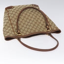 GUCCI GG Canvas Tote Bag Beige Gold 161128 Auth IN046-6