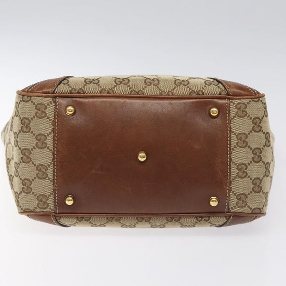 GUCCI GG Canvas Tote Bag Beige Gold 161128 Auth IN046