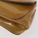 Salvatore Ferragamo Gancini Chain Bag Patent leather Yellow Gold Auth INZ001-16