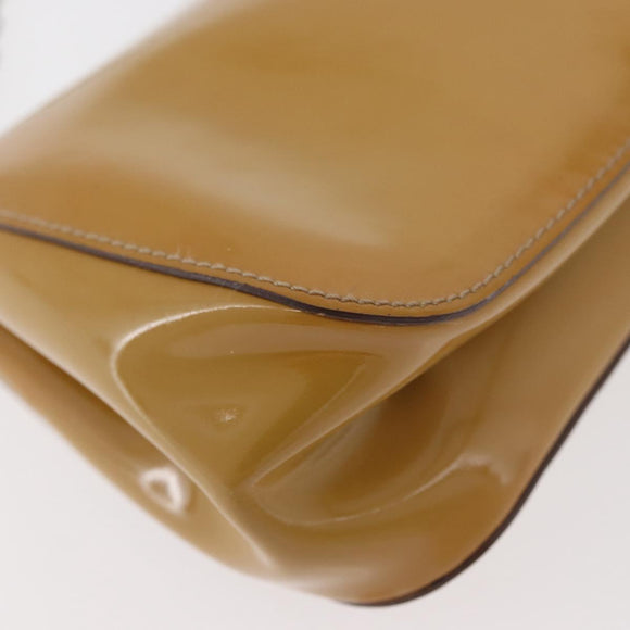 Salvatore Ferragamo Gancini Chain Bag Patent leather Yellow Gold Auth INZ001