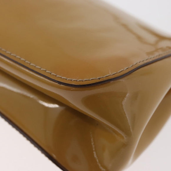 Salvatore Ferragamo Gancini Chain Bag Patent leather Yellow Gold Auth INZ001