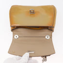 Salvatore Ferragamo Gancini Chain Bag Patent leather Yellow Gold Auth INZ001-9