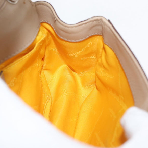 Salvatore Ferragamo Gancini Chain Bag Patent leather Yellow Gold Auth INZ001
