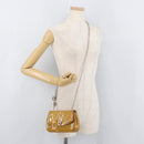 Salvatore Ferragamo Gancini Chain Bag Patent leather Yellow Gold Auth INZ001-23