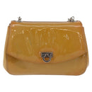 Salvatore Ferragamo Gancini Chain Bag Patent leather Yellow Gold Auth INZ001-13