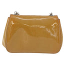 Salvatore Ferragamo Gancini Chain Bag Patent leather Yellow Gold Auth INZ001-2