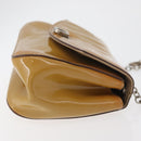 Salvatore Ferragamo Gancini Chain Bag Patent leather Yellow Gold Auth INZ001-3