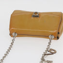 Salvatore Ferragamo Gancini Chain Bag Patent leather Yellow Gold Auth INZ001-6