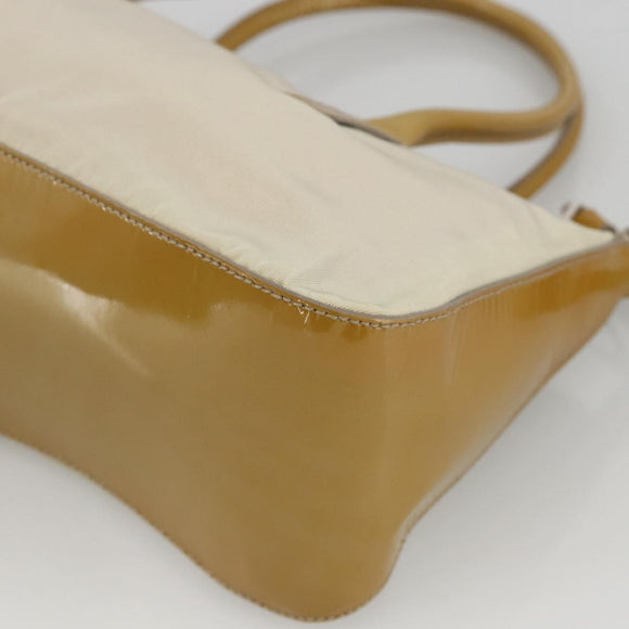 PRADA Hand Bag Nylon 2way Beige Silver Auth INZ003