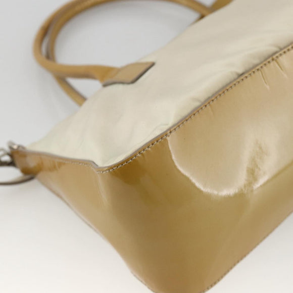PRADA Hand Bag Nylon 2way Beige Silver Auth INZ003